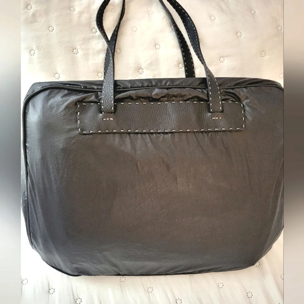 Authentic Vintage Fendi Selleria Nylon & Leather Weekender Tote Travel Bag Black
